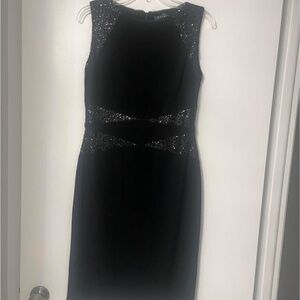 Ralph Lauren Black Sheath Midi Dress Sleeveless Crew Neck